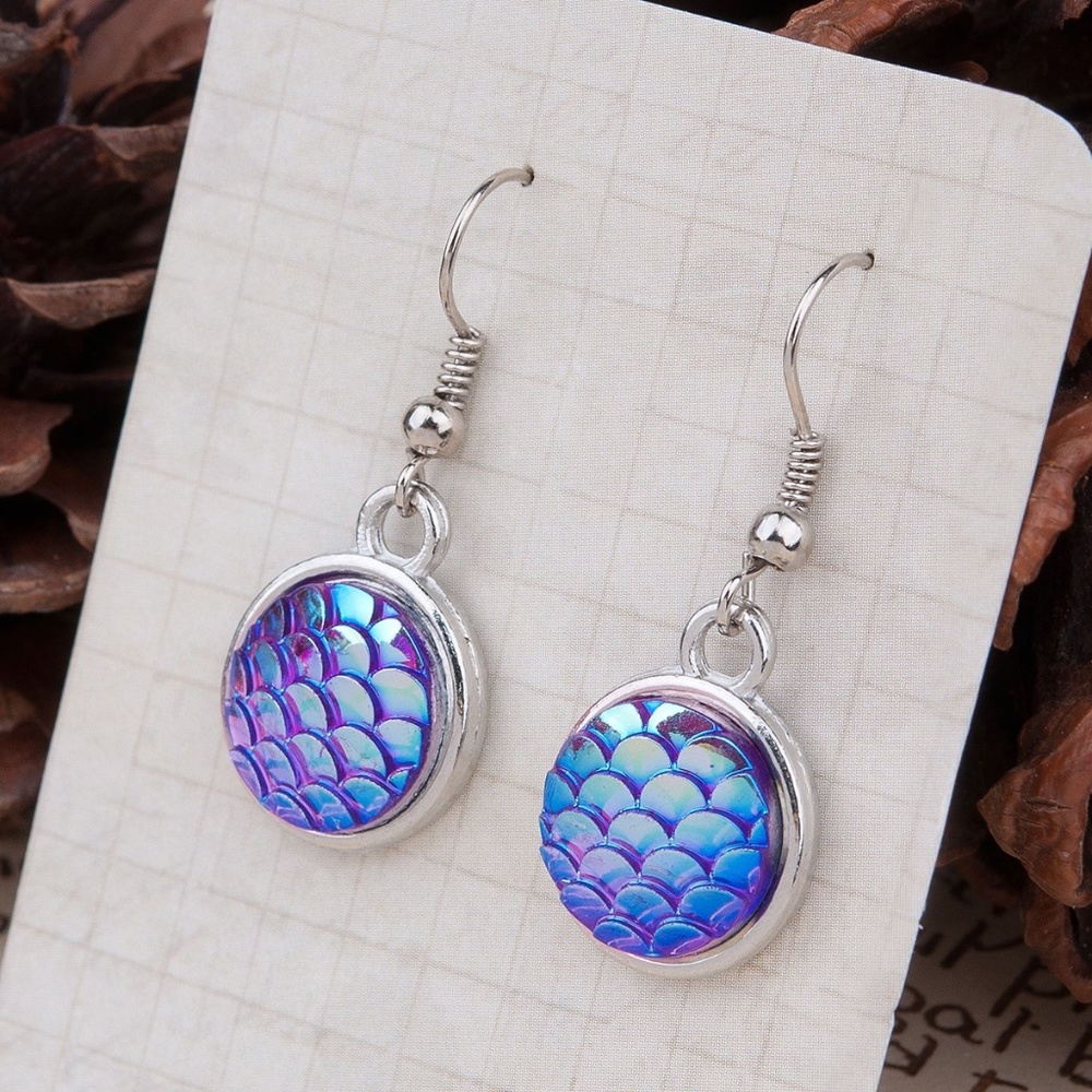 Silver Mermaid/ Dragon Scale Earrings